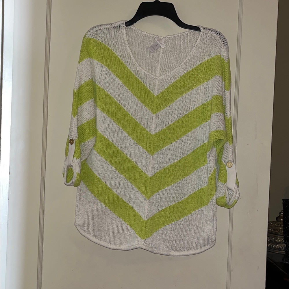 Chico's White/Green knit sweater